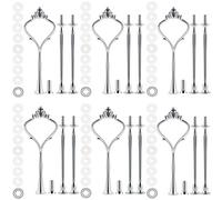 MSDADA 6 Set Cake Stand Fittings Kits, 3 Tiered Tray Hardware for Cake Stand Mold Crown 3 Tier Cake Holder Hardware for Wedding Party Making Resin Cupcake Dessert Platter Serving Stand(Silver)