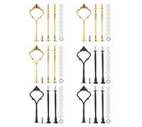 MSDADA 6 Set Cake Stand Fittings Kits, 3 Tiered Tray Hardware for Cake Stand Mold Crown 3 Tier Cake Holder Hardware for Wedding Party Making Resin Cupcake Dessert Platter Serving Stand(Gold&Black)