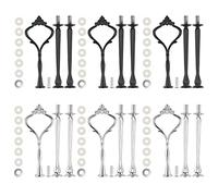 MSDADA 6 Set Tiered Tray Hardware Kits for Cake Stand Mold Crown - 3 Tier Holder for Wedding Party Making Resin Cupcake Dessert Platter Serving Stand (Silver & Black)