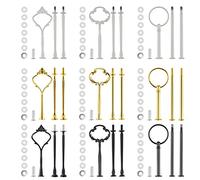MSDADA 9 Sets Cake Stand Fittings Kits Tiered Tray Hardware for Cake, 3 Tier Stand Mold Holder Hardware for Wedding Party Making Resin Cupcake Dessert Platter Serving Stand(White&Gold&Black)