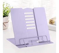 MSDADA Desk Book Stand Metal Reading Rest Book Holder Adjustable Cookbook Documents Holder for Recipes Textbooks Tablet Music Books, Mom Gifts, Gifts for Grandma Mom Mothers Day(Light Purple)
