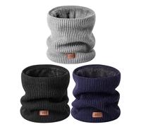 MSDC Neck Warmer Men 3 Pack,Snood for Women Thermal Thick Warm Fleece Lined Cold Weather,Neck Gaiters for Men Ski Face Mask Cover(Black,Navy,Grey)
