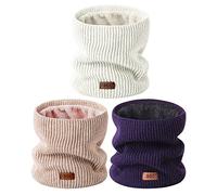 MSDC Neck Warmer Men 3 Pack,Snood for Women Thermal Thick Warm Fleece Lined Cold Weather,Neck Gaiters for Men Ski Face Mask Cover（White,Pink,Purple）