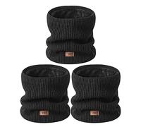 MSDC Neck Warmer Men 3 Pack,Snood for Women Thermal Thick Warm Fleece Lined Cold Weather,Neck Gaiters for Men Ski Face Mask Cover（Black*3 ）