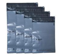 MSDS-SOLUTIONZ 100 Assorted Grey Parcel Bags - 4 Sizes 25 from Each - Self-Seal Postage Packaging Plastic Mailers for Shipping & Postal Needs - Durable & Recyclable Mail Bags with Secure Seal