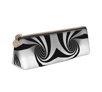 MSDXJQ Abstract Circle Swirl Cute Leather Triangular Pencil Case,Premium Smooth Zipper Durable Metal Puller,Full-Print Designer Stationery Organizer for School Office
