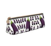 MSDXJQ Cartoon Eggplant Leather Pencil Case Stationery Organizer Pouch with Zipper Student Middle School College Office