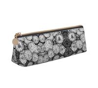 MSDXJQ Clock Art Print Stylish Leather Triangle Pen Case â€“ All-Over Print, Cross Patterned Leather, Compact and Versatile Pen Pouch
