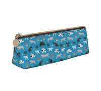 MSDXJQ Dog Show Leather Pencil Case Stationery Organizer Pouch with Zipper Student Middle School College Office