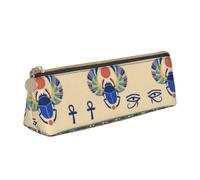 MSDXJQ Egyptian Scarab Leather Pencil Case Stationery Organizer Pouch with Zipper Student Middle School College Office