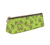 MSDXJQ Green Clever Monkey Print Leather Pencil Pen Case Triangle Pencil Box Bag Pencil Cases Organizer for Office College School Adult Teen Girl Boy