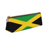 MSDXJQ Jamaica Flag Print Pencil Case,Compact Stylish Zipper Leather Pencil Case,Stylish,Portable