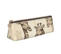 MSDXJQ Leather Pencil Case Large Capacity Pencil Pouch Yellow Flower with Black Bee Pencil Bag Pouch with Zipper Pen Holder for Women, Hand Drawn Giraffes, One Size, Pencil Bag