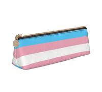 MSDXJQ Transgender Pride Flag Pencil Case Leather Pencil Holders Cosmetic Pouch Stationery Organizer Bag for Women Men Office Travel