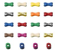 MseaRust 20Pcs 10Colors Halloween Charms Cute Dog Bone Beads Alloy Enamel Large Hole Skull Beads for Bracelet Necklace Diy Punk Jewelry Making Supplies(Hole:0.1inch)