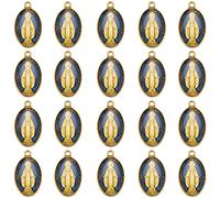 MseaRust 30Pcs Alloy Religion Enamel Medalla Milagrosa De La Virgen Maria Charms Pendant for Diy Rosary Beads Bracelet Necklace Earring Jewelry Making