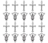 MseaRust 40Pcs/20Set Rosary Cross and Centerpieces Medal Charms Alloy Our Lady of Grace Charm Pendant for Diy Rosary Making Kit Supplies, Zinc, No Gemstone