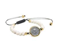 MSEKKO Bracelet Catholic Beaded Bracelet Adjustable Beads Bracelet with Saint Benedict Medal Gifts Religious Jewelry Stylish and Meaningful for Christmas Holiday