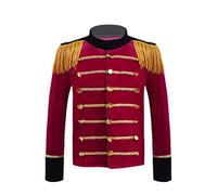 MSemis Kids Boys Circus Ringmaster Costume Long Sleeve Tassel Jacket Coat Halloween Carnival Fancy Dress Up Red 15-16 Years