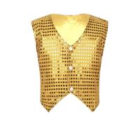 MSemis Kids Boys Shiny Sequins Vest Waistcoat Jazz Hip-hop Street Dance Costume Stage Performance Dancewear Gold 7-8 Years