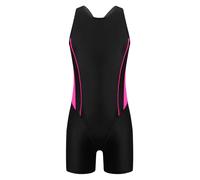MSemis Kids Girls Boyleg Swimming Jumpsuit Athletic One Piece Racerback Cutout Bathing Suit Swimwear Rose Red&Black 9-10 Years