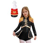 MSemis Kids Girls Ringmaster Costume Halloween Stage Party Drummer Band Dress Up Circus Magic Show Outfits Black B 15-16 Years