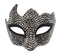MSemis Masquerade Half-face Eagle-beak Masks Sparkly Rhinestone Venetian Men Mask For Mardi Gras Halloween Coffee Horn Type One Size