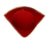 MSemis Pirate Tricorn Hat Colonial Tri-corner Hat For Halloween Pirate Cosplay Costume Accessories Red Gold One Size