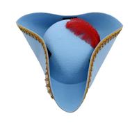 MSemis Pirate Tricorn Hat Colonial Tri-corner Hat For Halloween Pirate Cosplay Costume Accessories Sky Blue One Size