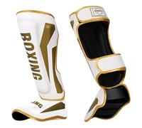 MSemis Shin & Instep Guard For Taekwondo, Martial Arts, Mma Foot, Kids Adults Protective Gear Protector For Sparring White Gold L