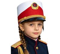 MSemis Toy Soldier Hat Halloween Carnival Performance Accessory Drum Major Gloves Marching Band Accessories White One Size
