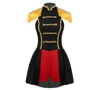 MSemis Women Tailcoat Hem Circus Ringmaster Bodysuit | Trapeze Artist Circus Acrobat Costume,Lion Tamer Director Uniform,Ringmaster Dance Leotard,70s Carnival Showman Costume