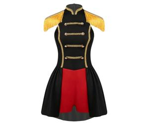 MSemis Women Tailcoat Hem Circus Ringmaster Bodysuit | Trapeze Artist Circus Acrobat Costume,Lion Tamer Director Uniform,Ringmaster Dance Leotard,70s Carnival Showman Costume
