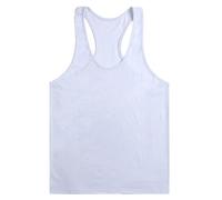 MSEVRNY Men's Bodybuilding Stringer Tank Tops Y-Back Gym Fitness Workout Training Running T-Shirts Athletic Top White 2X
