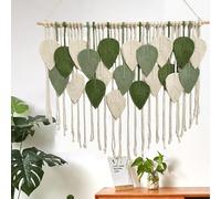 MSFENG Wall Hanging Decor Green Leaves Tapestry Boho Wall Decor Woven Wall Art Decorations for Nursery, Bedroom, Living Room, Apartment Home Backdrop ((Green-A)