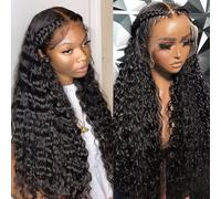 MSGEM 12A 13X6 HD Lace Front Wig Water Wave Human Hair Wigs 13x6 Deep Wave Lace Front Wigs Wet and Wavy Human Hair Wigs Pre plucked Deep Wave Lace Front Wigs 24 Inch