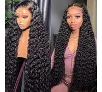 MSGEM 12A 13X6 HD Lace Front Wig Water Wave Human Hair Wigs 13x6 Deep Wave Lace Front Wigs Wet and Wavy Human Hair Wigs Pre plucked Deep Wave Lace Front Wigs 26 Inch