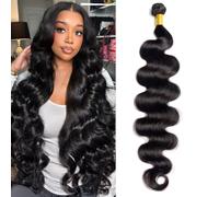 MSGEM 12A Brazilian Body Wave Human Hair 1 Bundle 22 inch Virgin Human Hair Body Wave Weave Extensions for Black Women Can be Dyed or Bleached Natural Color