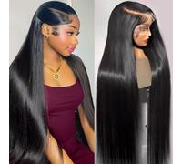 MSGEM 13x6 HD Lace Front Wigs Human Hair Silky Straight Human Hair Wigs 18 Inch Glueless Brazilian Virgin Hair Lace Frontal Wig for Women 180 Density Pre Plucked with Baby Hair Bleached knots