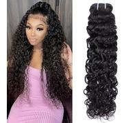 MSGEM 15A Water Wave Bundles Human Hair Brazilian Wet and Wavy Deep Wave Curly Human Hair Weave 1 bundle 16 Inch 100% Unprocessed Virgin Human Hair Extensions for Black Women Natural Color