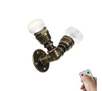 MSGIRVLZL 2-Light Battery Operated Bedroom Wall Light, Dimmable Led Bulb, Remote Control, Living Room Wall Light, Steamtube, Water Pipe, Rechargeable Wall Lamp/B