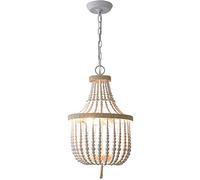 MSGIRVLZL Antique Make Old Retro Decorative Wooden Light, Old Style Wrought Iron Hemp Rope Hanging Ceiling Light, French Country Bridal Boutique Chandelier, White E14 Available/Blanche