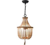 MSGIRVLZL Antique Make Old Retro Decorative Wooden Light, Old Style Wrought Iron Hemp Rope Hanging Ceiling Light, French Country Bridal Boutique Chandelier, White E14 Available/Noir