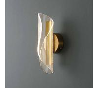MSGIRVLZL Applique Murale Acrylique Courbée Avec Base En Fer Doré, Applique Murale Spirale Led 10W, Lampes Murales D'Éclairage De Chevet Modernes, Luminaires Muraux Minimalistes Nordiques Pour Couloir