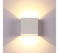 MSGIRVLZL Applique Murale Carrée, Appliques En Fer Forgé, Luminaire Led 12W, Lanternes Murales De Chambre À Coucher Décoration Minimaliste Moderne Pour Chevet, Allée, Salon, Villa/White-Warm Light