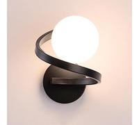 MSGIRVLZL Applique Murale De Chevet Globe, Applique Murale En Spirale En Métal Avec Abat-Jour Boule De Verre Blanc, Appliques Murales À Prise G9, Appliques Murales Simples Modernes Pour Couloir, Salon