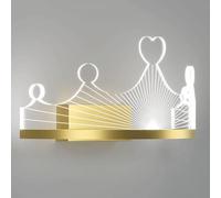 MSGIRVLZL Applique Murale Design Couronne, Applique Murale Décorative Pour Chambre D'Enfant, Appliques Murales En Métal Doré Avec Abat-Jour En Acrylique, Appliques Murales Led Modernes 6W Pour Chambre