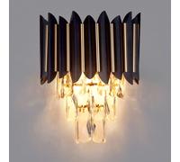 MSGIRVLZL Applique Murale En Cristal, Éclairage À 3Ux, Applique Murale En Cristal, Luminaire Mural Moderne, Lampes De Chevet Pour Le Salon, Fond De Vestiaire Mural, Couloir, Noir, E14 * 2