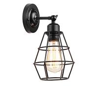 MSGIRVLZL Applique Murale Industrielle En Métal Noir Vintage Métal Fil Cage Éclairage Mural E27 Rétro 180 ° Appliques Réglables Applique Murale Luminaire Intérieur Pour Cuisine Restaurant Bar/Without