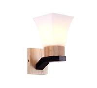 MSGIRVLZL Applique Murale Industrielle Rétro, Applique Murale Avec Support En Métal Avec Corps De Lampe En Bois, Appliques Murales En Verre Blanc En Forme D'Entonnoir, Luminaires E27, Appliques Murale